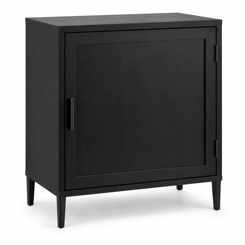 Walker Edison Mia Modern Framed Door Accent Cabinet, 32", Black, product photo on a white background