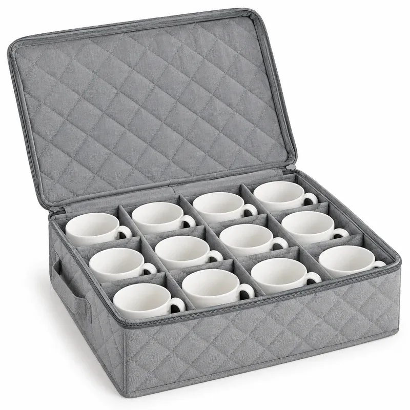 StorageBud Quilted Mug Storage Case for 12 Cups, product photo on a white background