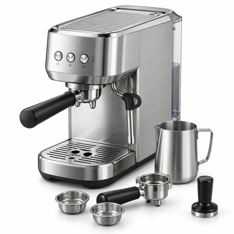 Breville Bambino Espresso Machine (BES450BSS), product photo on a white background