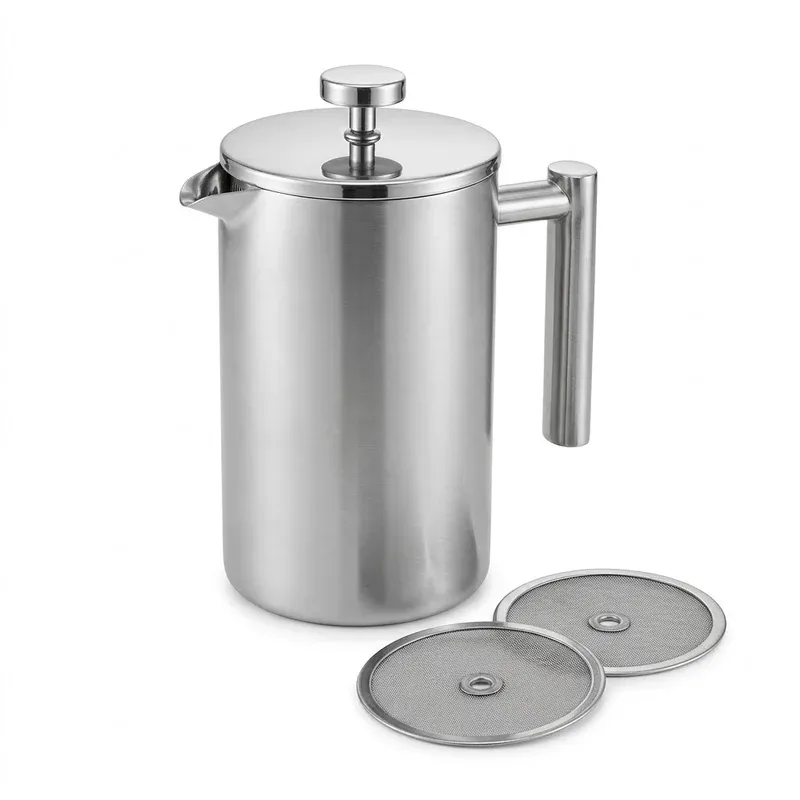 Secura Stainless Steel French Press, 34 oz, product photo on a white background