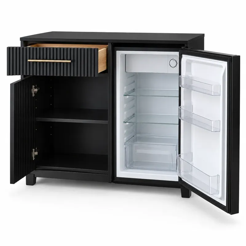 Aauro Home 31.5" Coffee Bar Cabinet with 92 L Fridge Included, product photo on a white background