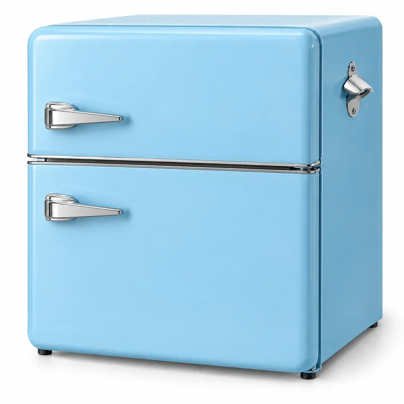 Frigidaire EFR176 1.6 Cu. Ft. Retro Compact Fridge, Blue, product photo on a white background