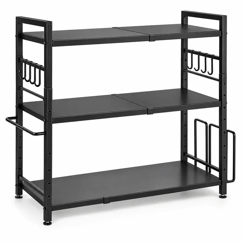 Kitstorack 3-Tier Expandable Microwave Stand, 17.4 to 27.4 in, product photo on a white background