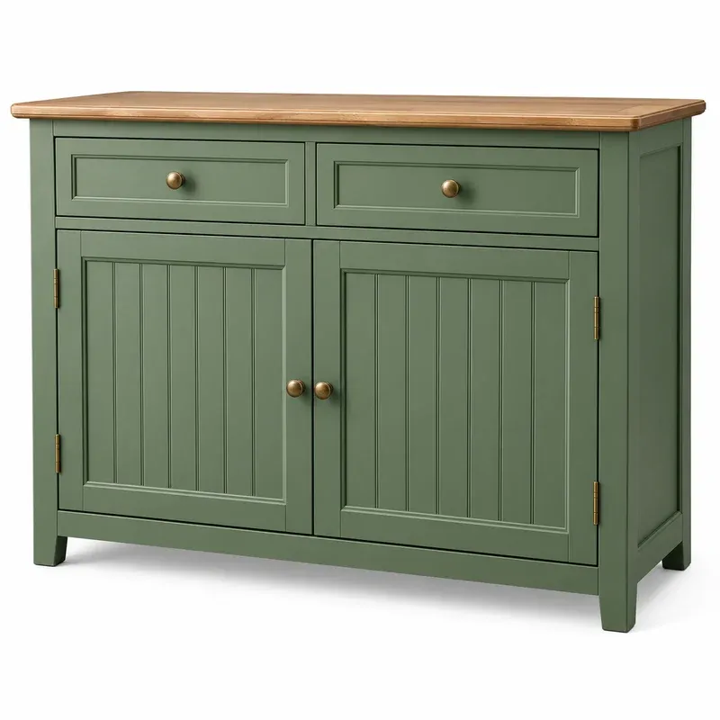 HORSTORS Farmhouse Kitchen Storage Cabinet, Green, 35.8 in, product photo on a white background