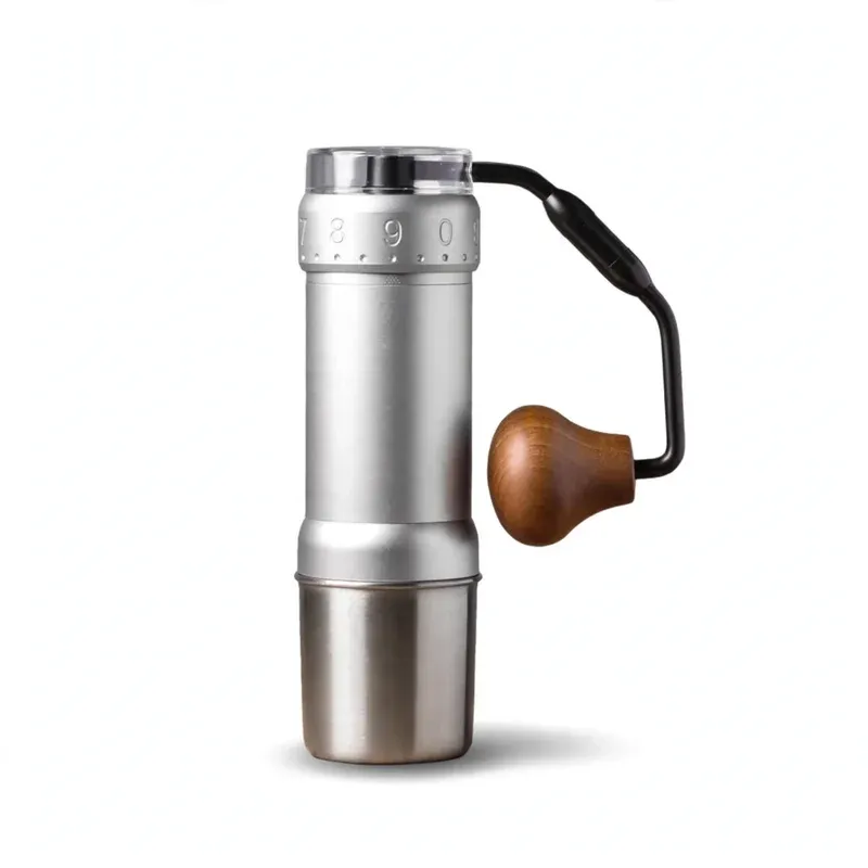 1Zpresso J Manual Coffee Grinder, Silver, product photo on a white background