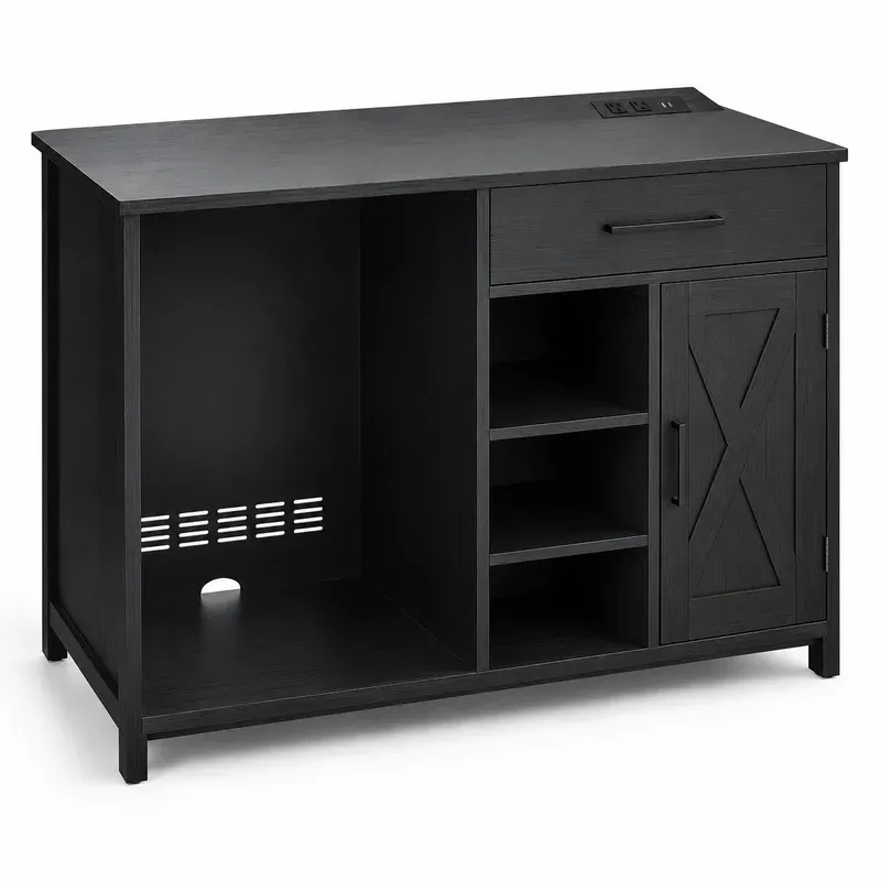 GAOMON 40" Coffee Bar Cabinet with Built-in Outlets and Mini Fridge Space, product photo on a white background