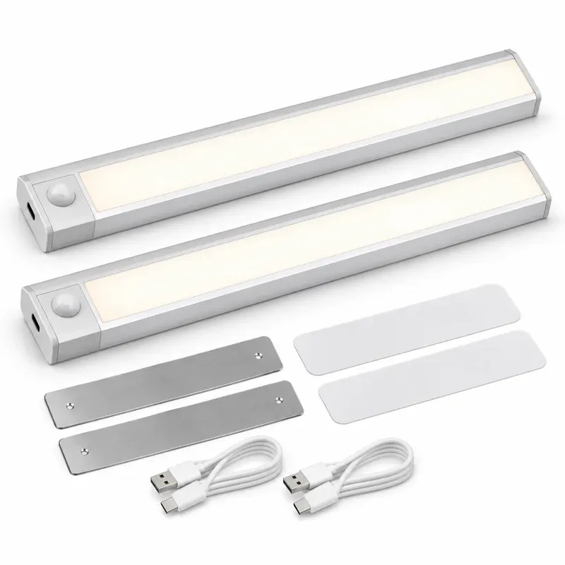 MCGOR 10" Rechargeable Under Cabinet Lights, 2 Pack, product photo on a white background