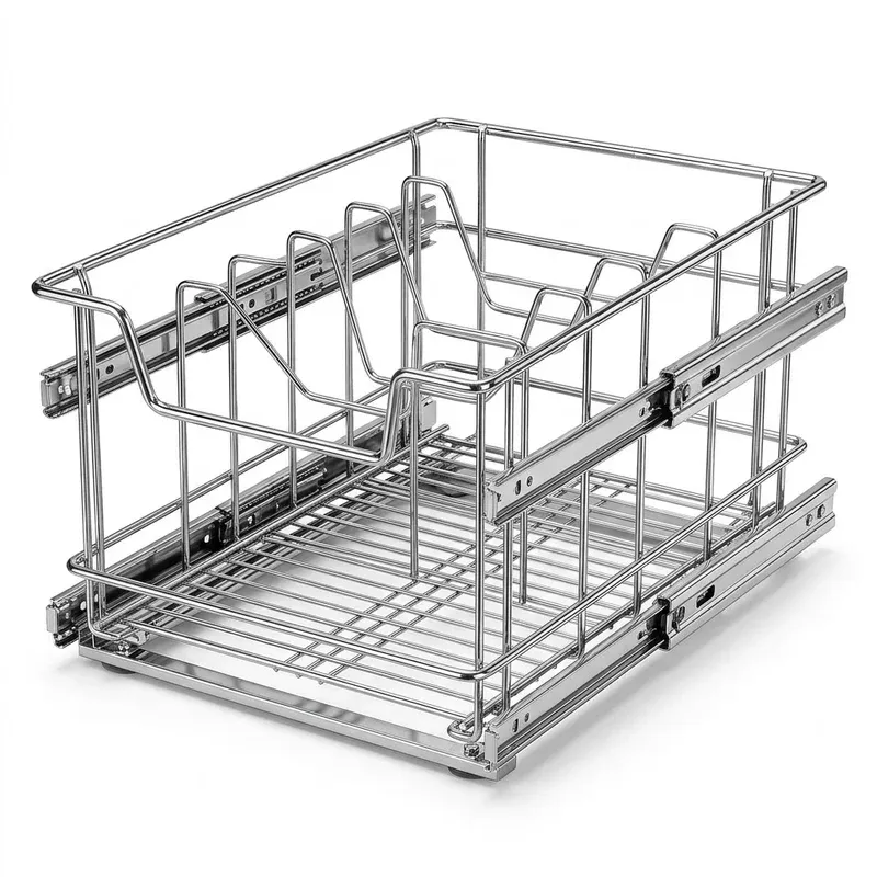 Kitstorack Pull Out Cabinet Organizer, 15 in W x 21 in D, Full Extension, product photo on a white background