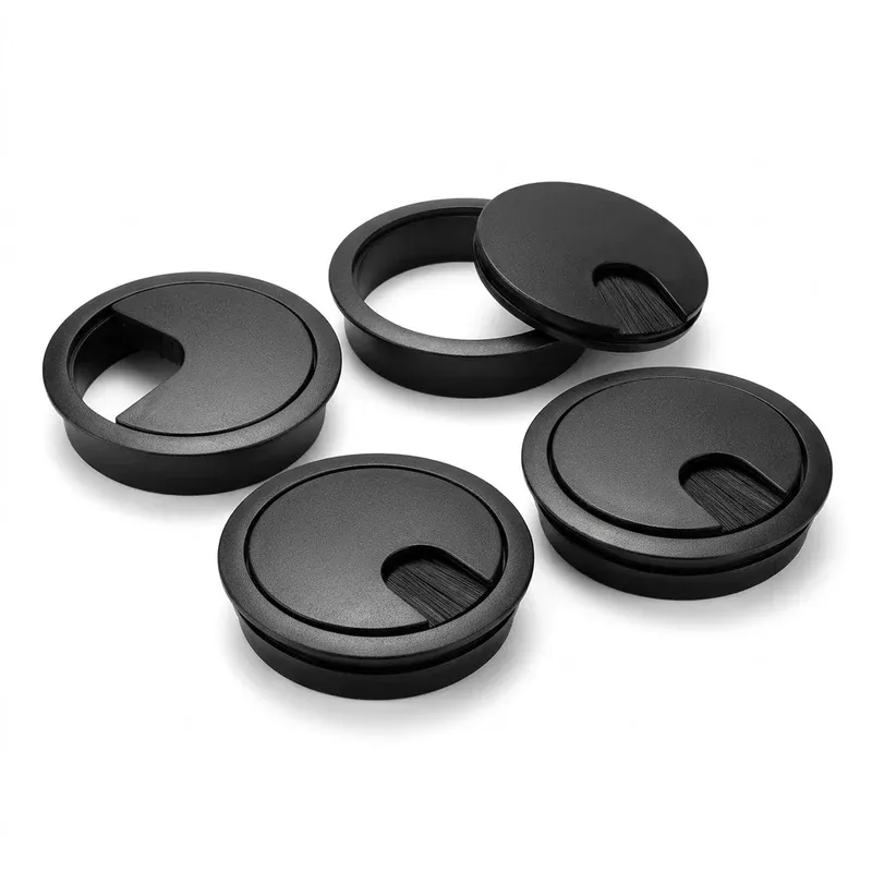 MAHDPRO 2 in Desk Grommet Cable Hole Cover, 5 Pack, Black, product photo on a white background