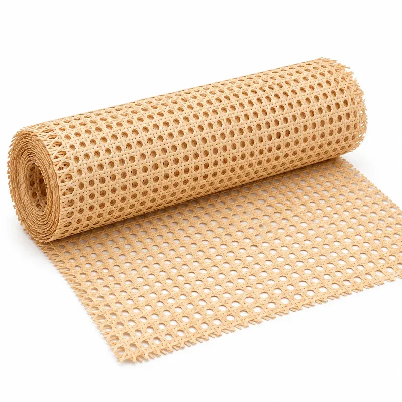 Natural Cane Webbing Roll, 24 in Wide x 5 ft, Woven Open Mesh, product photo on a white background