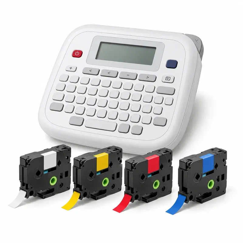 Brother P-touch PT-D210 Label Maker Bundle with 4 Tapes, product photo on a white background