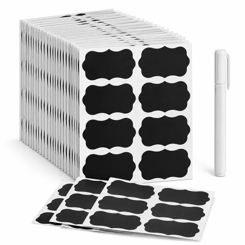 ONUPGO Chalkboard Labels, 180 Pieces with Liquid Chalk Marker, product photo on a white background