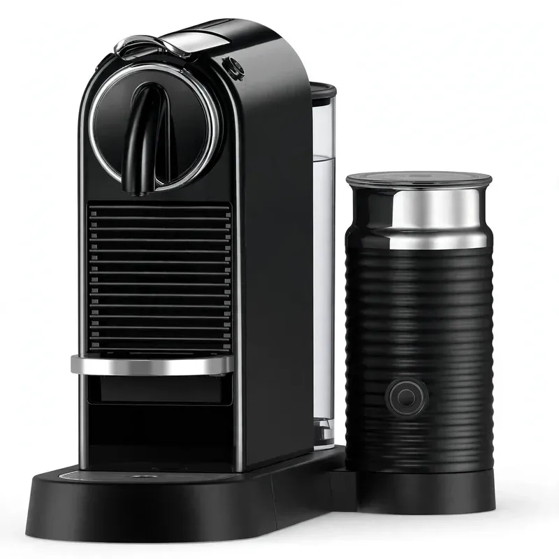 Nespresso CitiZ & Milk Original by De'Longhi with Aeroccino, Black (EN267), product photo on a white background