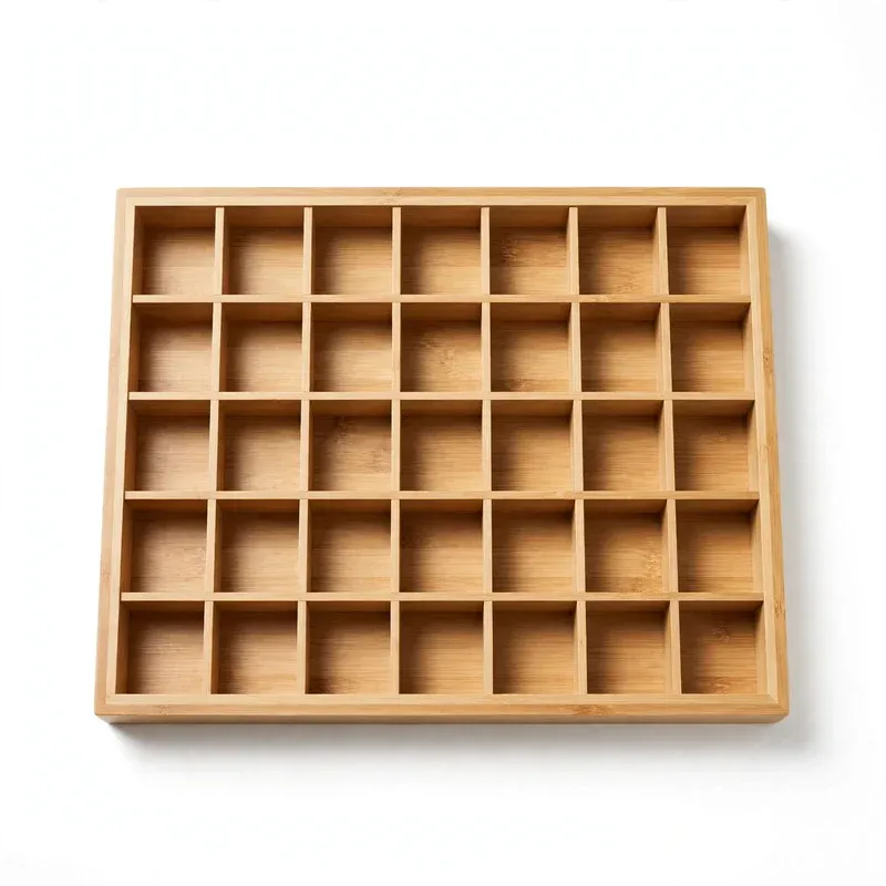 SpaceAid Bamboo K-Cup Drawer Organizer Insert, 35 Slots, product photo on a white background