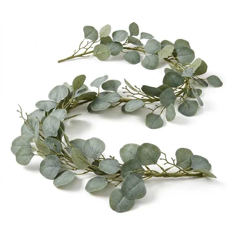 Winlyn Faux Silver Dollar Eucalyptus Garland, 5.9 ft, product photo on a white background