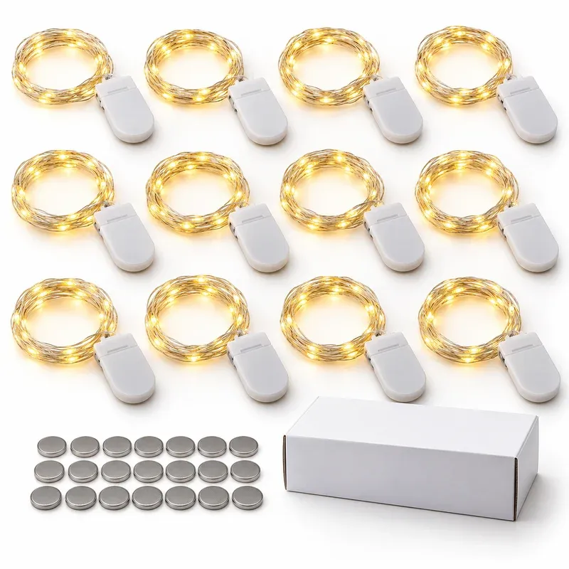Brightown Battery Fairy Lights, 12-Pack, 7 ft, 20 LEDs, product photo on a white background